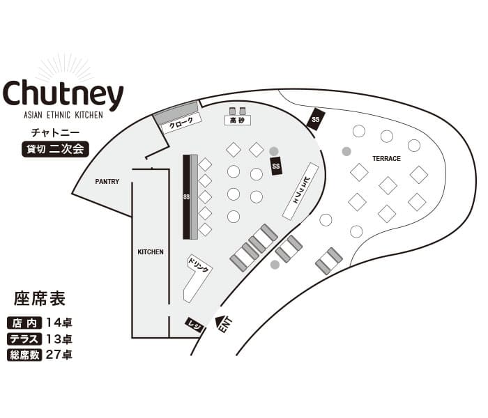 CHUTNEY Asian Ethnic Kitchen (チャトニー アジアン エスニック キッチン) - レイアウト